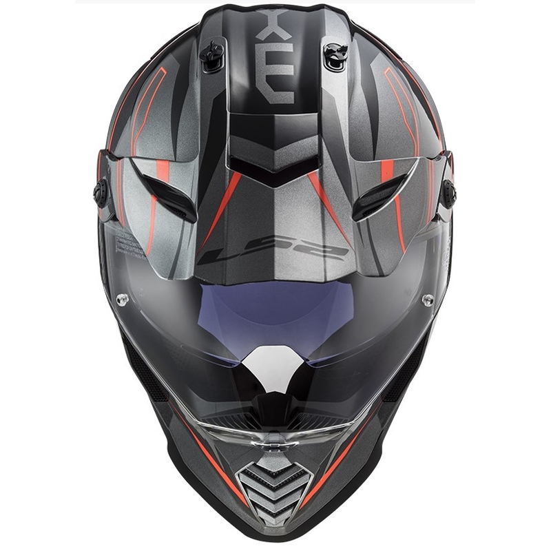 Casco da enduro LS2 MX436 Pioneer EVO Knight arancio titanio