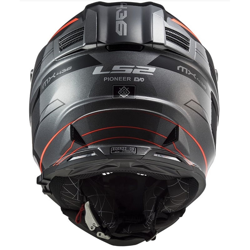 Casco da enduro LS2 MX436 Pioneer EVO Knight arancio titanio