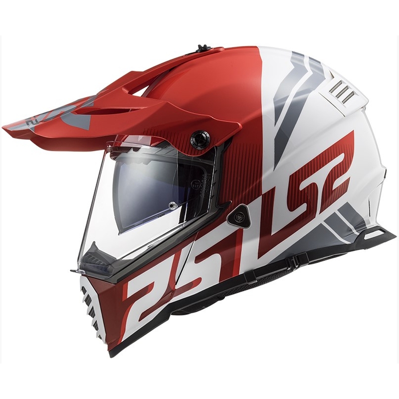 Casco da enduro LS2 MX436 Pioneer EVO Evolve bianco-grigio-rosso