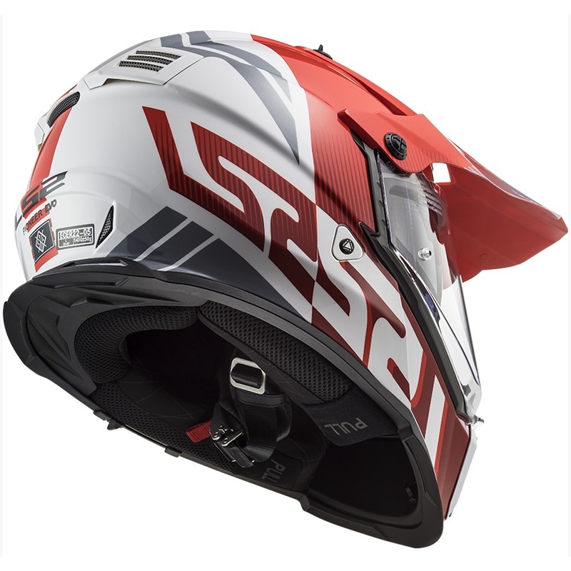 Casco da enduro LS2 MX436 Pioneer EVO Evolve bianco-grigio-rosso