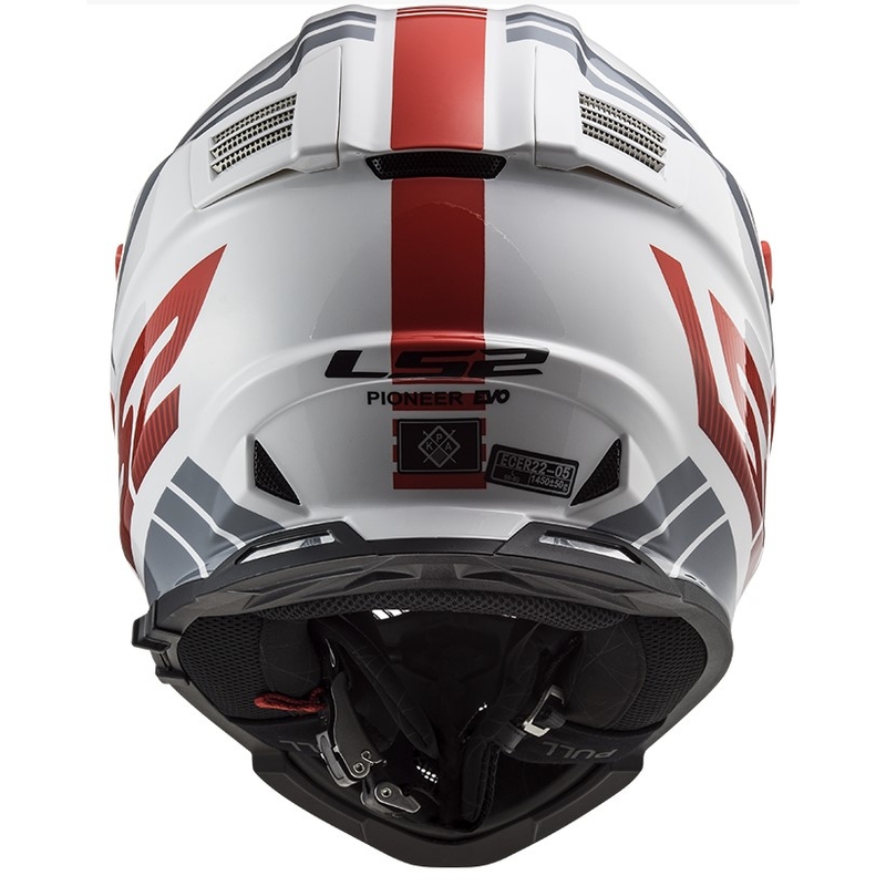 Casco da enduro LS2 MX436 Pioneer EVO Evolve bianco-grigio-rosso