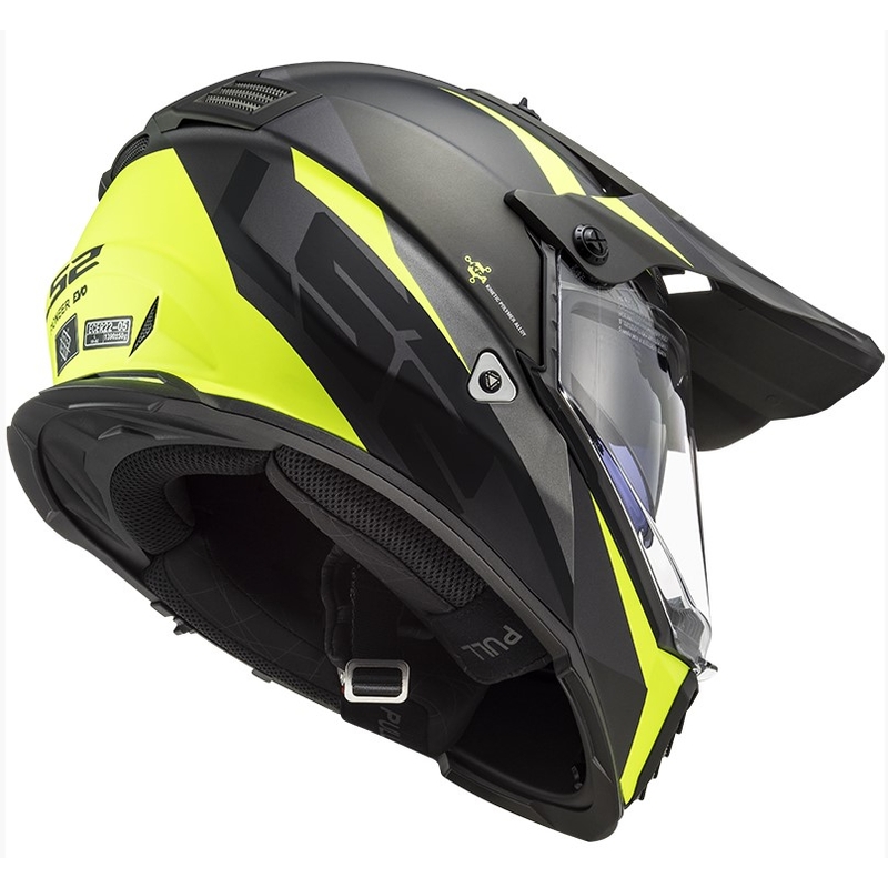 Casco da enduro LS2 MX436 Pioneer EVO Router nero-giallo fluo