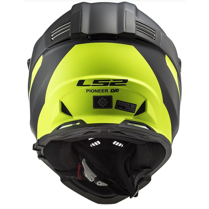 Casco da enduro LS2 MX436 Pioneer EVO Router nero-giallo fluo