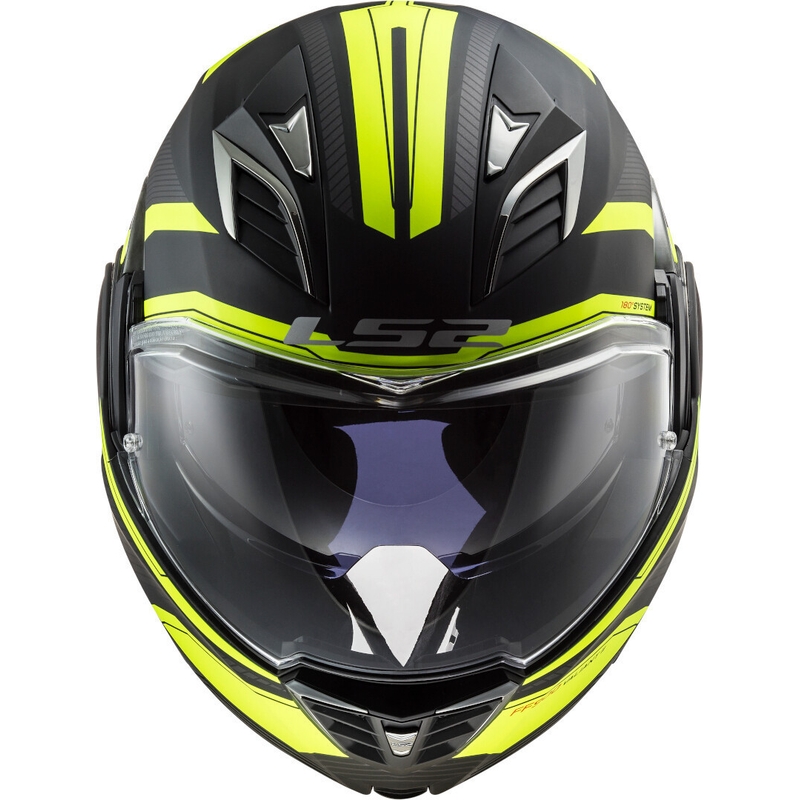 Casco moto pieghevole LS2 FF900 Valiant II Revo nero-giallo fluo