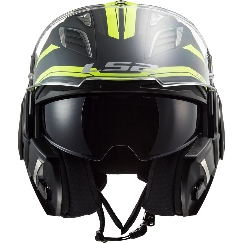 Casco moto pieghevole LS2 FF900 Valiant II Revo nero-giallo fluo