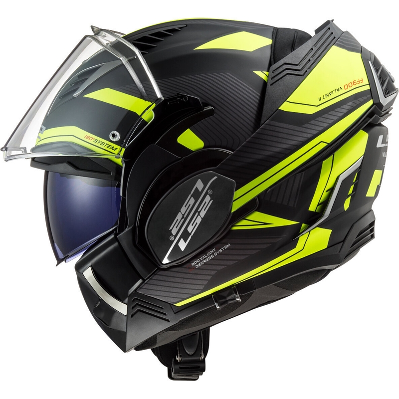 Casco moto pieghevole LS2 FF900 Valiant II Revo nero-giallo fluo