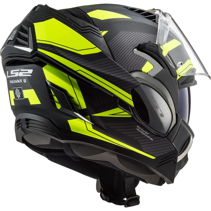 Casco moto pieghevole LS2 FF900 Valiant II Revo nero-giallo fluo