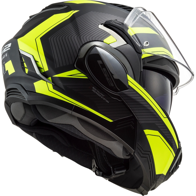 Casco moto pieghevole LS2 FF900 Valiant II Revo nero-giallo fluo