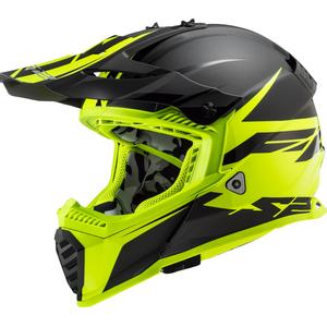 Casco da motocross LS2 MX437 Fast Evo Roar nero-giallo fluo