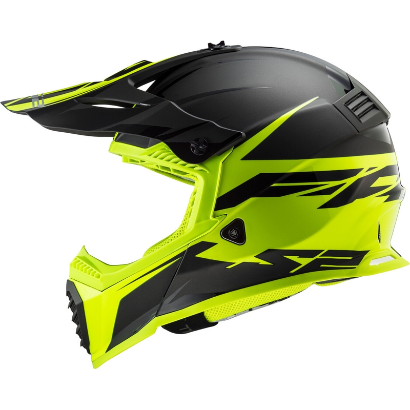 Casco da motocross LS2 MX437 Fast Evo Roar nero-giallo fluo