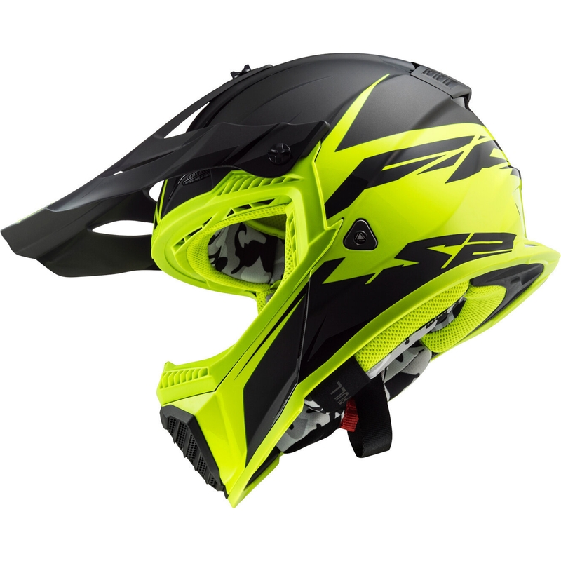 Casco da motocross LS2 MX437 Fast Evo Roar nero-giallo fluo