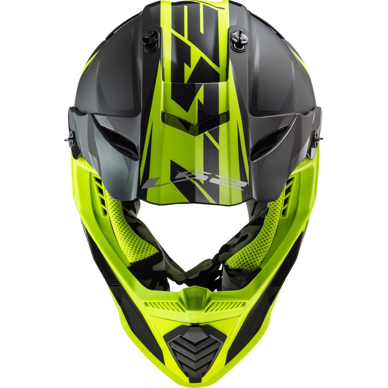 Casco da motocross LS2 MX437 Fast Evo Roar nero-giallo fluo
