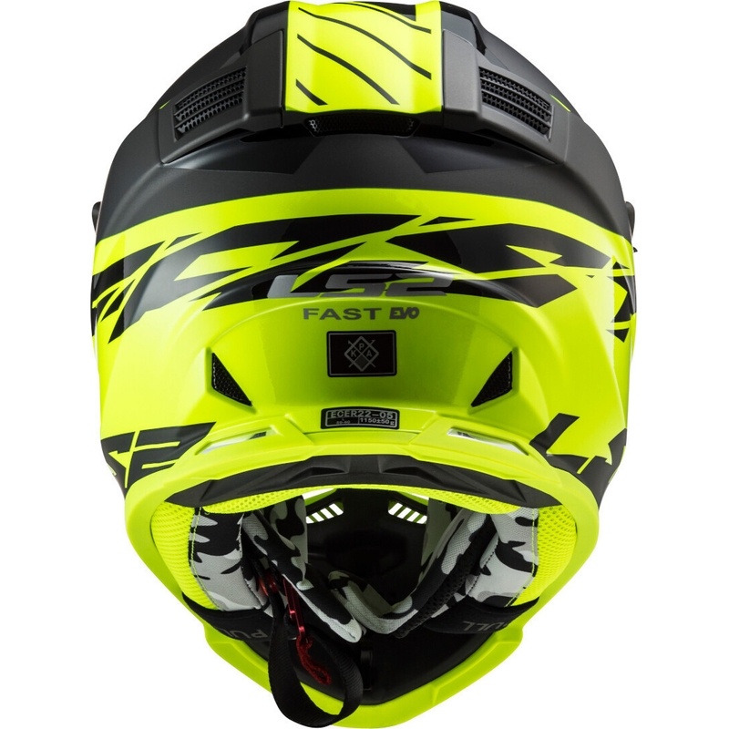 Casco da motocross LS2 MX437 Fast Evo Roar nero-giallo fluo