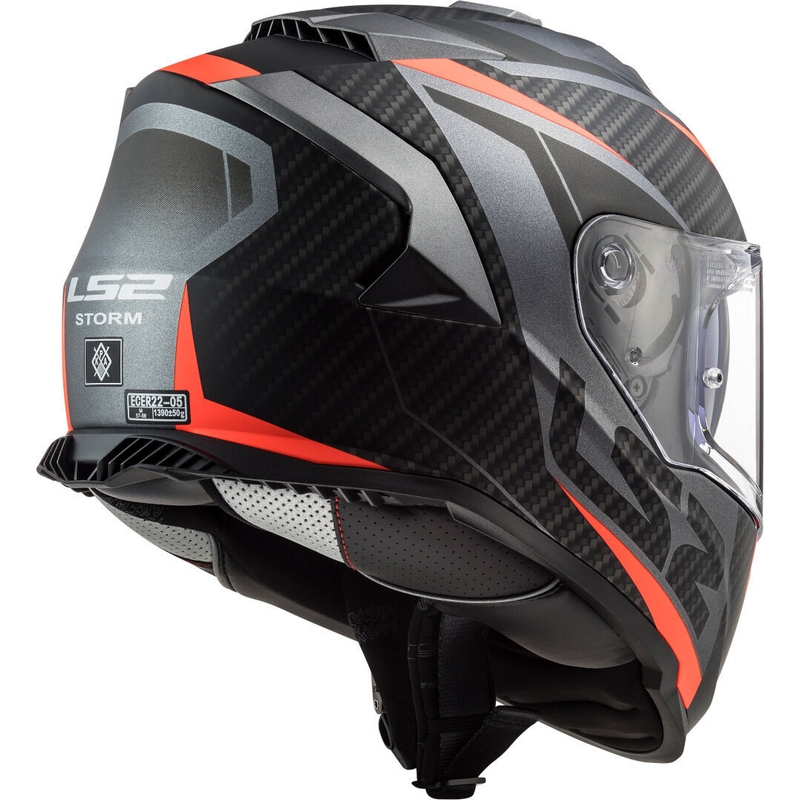 Casco moto integrale LS2 FF800 Storm Racer titanio-arancio fluo