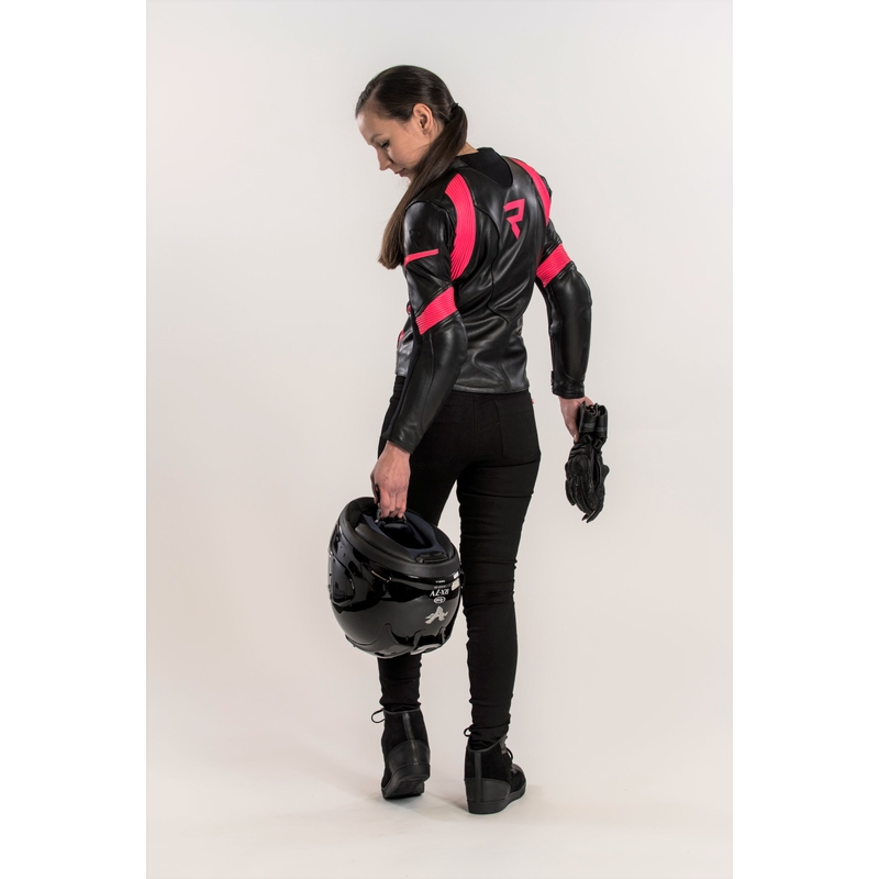 Giacca da moto Rebelhorn Rebel nera e rosa da donna