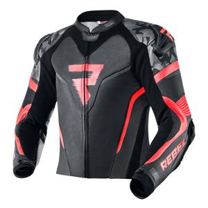 Giacca da moto Rebelhorn Rebel nero-rosso fluo Saldi