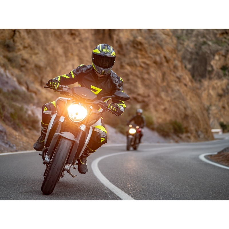 Tuta da moto Rebelhorn Rebel nero-bianco-giallo fluo Saldi