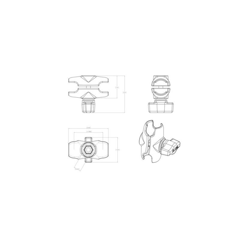 Supporti RAM per perni sferici da 1" - 60 mm