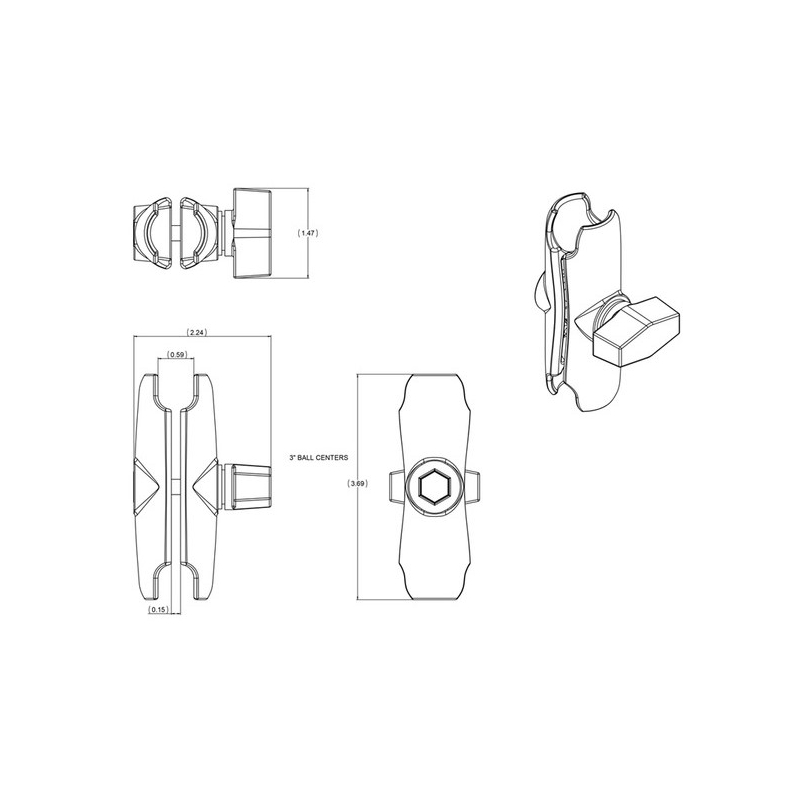 Supporti RAM per perni sferici da 1" - 94 mm