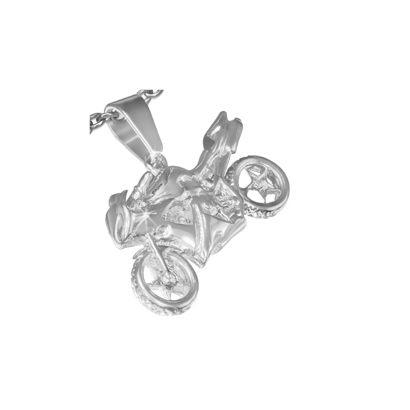 Přívěsek z chirurgické oceli Motorbike Sport silver