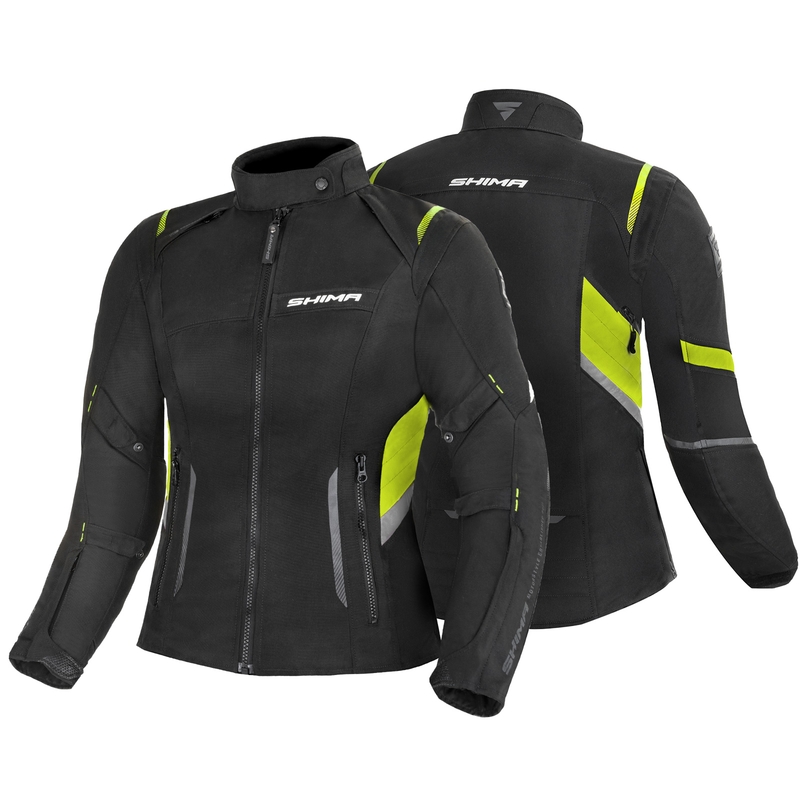 Giacca da moto da donna Shima Rush nero-giallo fluo Saldi